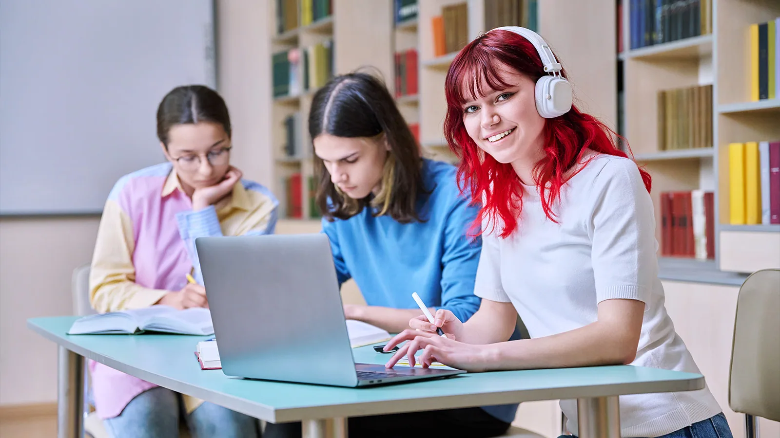 Students Learning at the Library